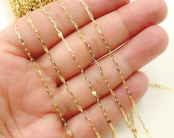 Cadena tipo clip y marina de oro macizo de 14 quilates, se vende por metro. 040FL83T5byFt