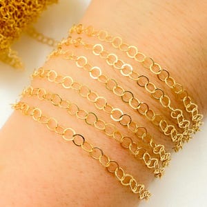 14K Gold Filled Flat Round Cable Chain – Link Chain by the Foot, Dainty Wholesale for Permanent Jewelry, Trending Chains by Foot. 678FGF