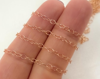 14K Rose Gold Filled Cable Chain – Dainty Link Chain, Sold by Foot. 1310RGF