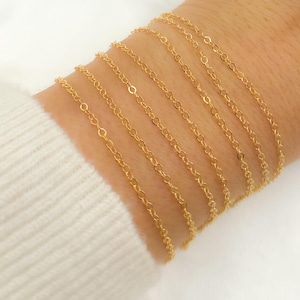 14K Gold Filled Flat Cable Chain – Link Chain by the Foot, Dainty Wholesale for Permanent Jewelry, Trending Chains by Foot. 1318FGF