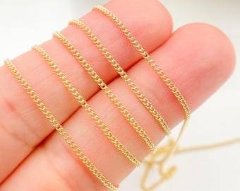Cadena de eslabones de oro macizo de 14 quilates, joyería delicada para uso diario. 035G21LGbyFt