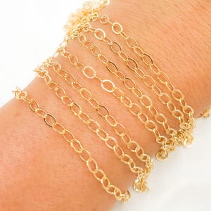 14K Gold Filled Flat Round Cable Chain – Link Chain by the Foot, Dainty Wholesale for Permanent Jewelry, Trending Chains by Foot. 2207FGF