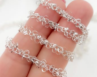 Sterling Silver Dangle Cable Chain by Foot, Jewelry Making Supplies. V109SS
