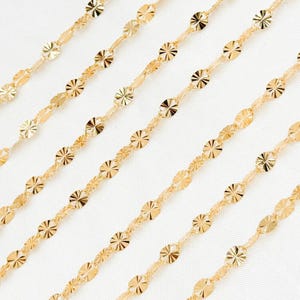 14K Gold‑Filled Textured Marina Link Chain • Marina Style • Unfinished Chain by the Foot • Permanent Jewelry Supply. V219GF