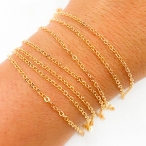 14K Gold Filled Flat Round Link Chain, Trending Chain for Permanent Jewelry, Flat Cable Chain by Foot. 1617FGF