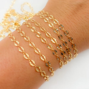 14K Gold‑Filled Textured Marina Link Chain • Marina Style • Unfinished Chain by the Foot • Permanent Jewelry Supply. 1370SBSFGF