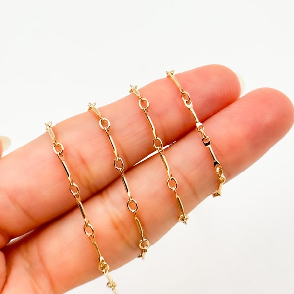 14K Solid Yellow Gold Bar Chain, Sold by Foot. 40/361B-14K