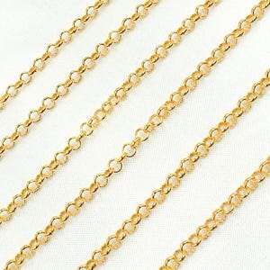 14K Gold Filled Rolo Chain for Permanent Jewelry, Sold by the Foot, Wholesale Gold‑Fill Link Chain for Jewelry Making Supplies. V116GF
