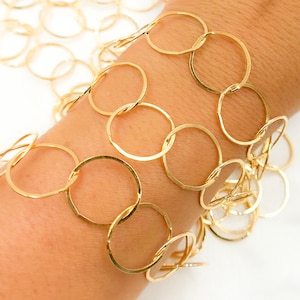14K Gold Filled Flat Round Cable Chain – Link Chain by the Foot, Dainty Wholesale for Permanent Jewelry, Trending Chains by Foot. 756FGF