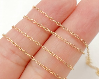 Cadena de eslabones finos chapada en oro de 14 quilates para la fabricación de joyas. 1218DGF