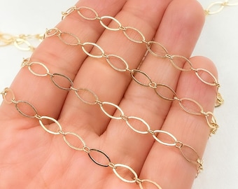 14K Gold Filled Flat Oval Chain – DIY Jewelry Supply (Sold by Foot). 790FGF