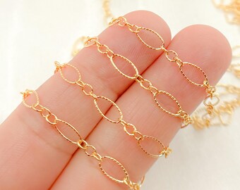 14K Gold Filled Long & Short Link Chain - DIY Jewelry Supply (Sold by the Foot). 738TWGF
