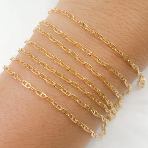 14K Gold‑Filled Textured Marina Link Chain • Marina Style • Unfinished Chain by the Foot • Permanent Jewelry Supply. V247GF
