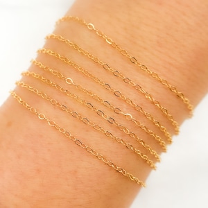 14K Gold Filled Flat Cable Chain – Link Chain by the Foot, Dainty Wholesale for Permanent Jewelry, Trending Chains by Foot. 1120FGF