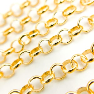 14K Gold Filled Rolo Chain for Permanent Jewelry, Sold by the Foot, Wholesale Gold‑Fill Link Chain for Jewelry Making Supplies. 564GF