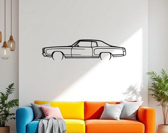 Monte Carlo 1970 Detaillierte Auto-Dekor-Wandkunst, Metallauto-Wanddekor, Geschenk für Auto-Liebhaber, Auto-Geschenk für ihn, Auto-Typgeschenk