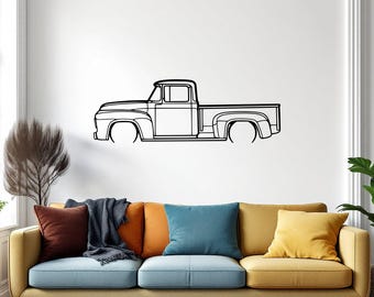 Arte de pared de metal del Ford F100 de 1956, regalo único para amantes de los coches, decoración de garaje para él, regalo para entusiastas del automovilismo, decoración de coches para hombres, regalo de Navidad