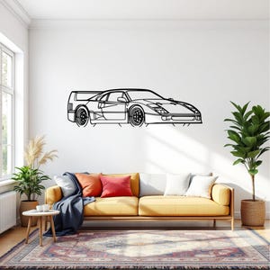 F40 Angle Car Silhouette Wall Art, Metal Car Wall Decor, Gift For Car Lovers, Car Gift For Him, Car Guy Gift