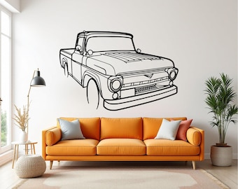 Póster metálico de pared del Ford F100 de 1955, regalo único para amantes de los coches, decoración de garaje para él, regalo para entusiastas del automovilismo, decoración de coches para hombres, regalo de Navidad