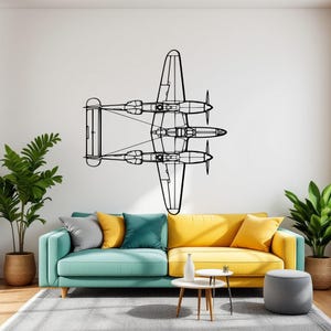 Lockheed P 38 Lightning Top  Custom Plane  Wall Decor  Aviation Gift for Him Aircraft Metal Wall Sign,Pilot Gift Idea