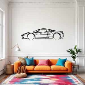 F8 Detailed Car Silhouette Wall Art, Metal Car Wall Decor, Gift For Car Lovers, Car Gift For Him, Car Guy Gift