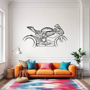 Metal Motorcycle Wall Decor - Perfect Gift for Motorcycle Enthusiasts, Unique and Durable Design for Home or Garage Decoration