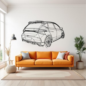 i20N Back Angle Car Silhouette Wall Art, Metal Car Wall Decor, Gift For Car Lovers, Car Gift For Him, Car Guy Gift