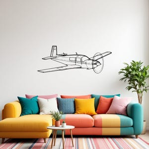 Mooney M20J Angle  ,Custom Plane  Wall Decor  Aviation Gift for Him Aircraft Metal Wall Sign,Pilot Gift Idea