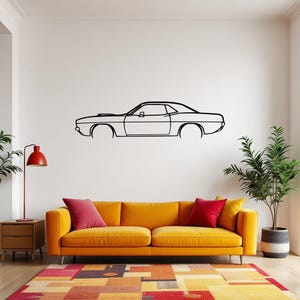 Cuda 1973 Detailed Car Silhouette Wall Art, Metal Car Wall Decor, Gift For Car Lovers, Car Gift For Him, Car Guy Gift