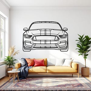Mustang Shelby GT350 Front Car Silhouette Wall Art, Metal Car Wall Decor, Gift For Car Lovers, Car Gift For Him, Car Guy Gift