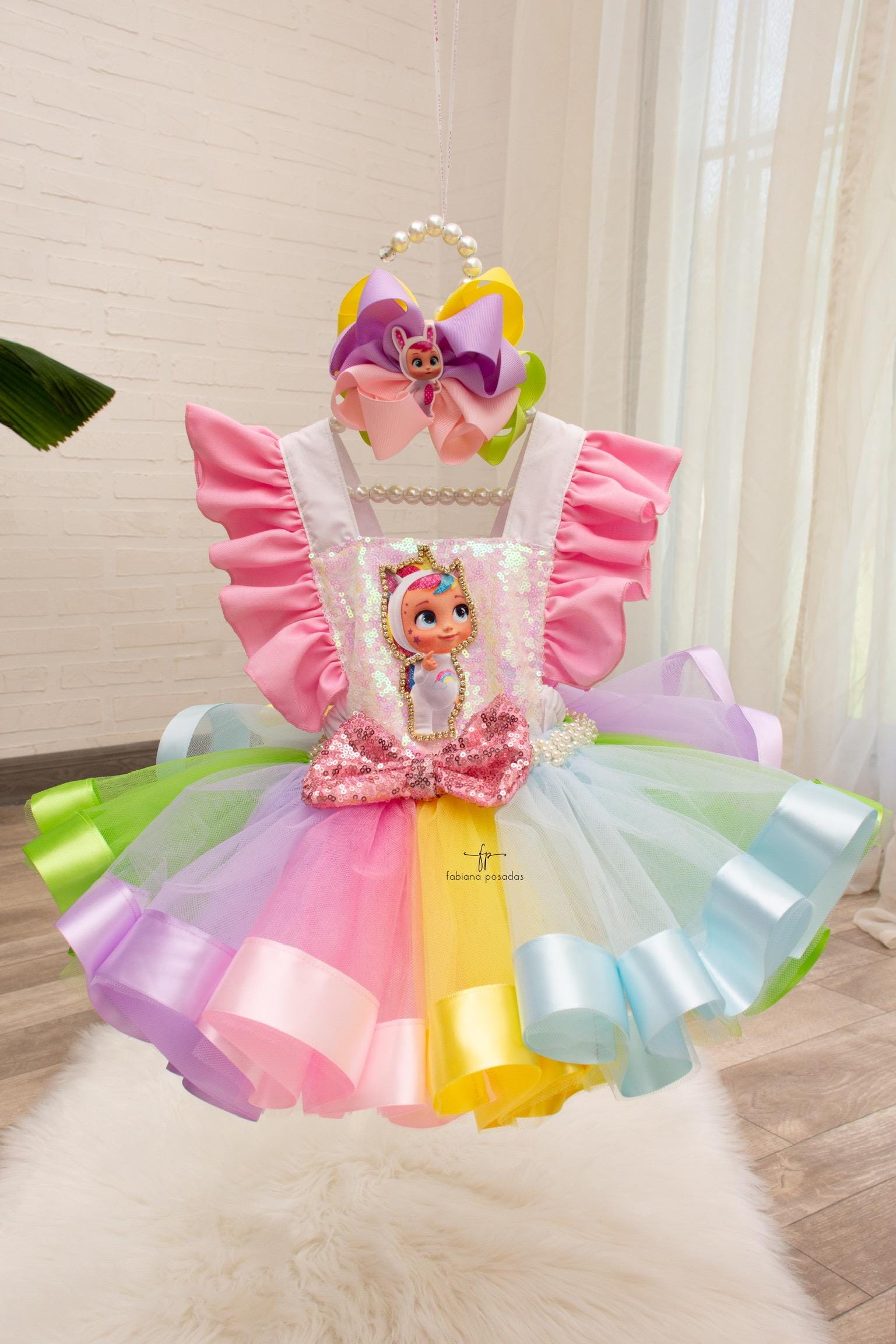 Conjunto de tul y tutú para bebés llorones personalizado: atuendo de cumpleaños personalizado para niña, tallas de 6 a 24 meses (bebés, llorones, bebés)
