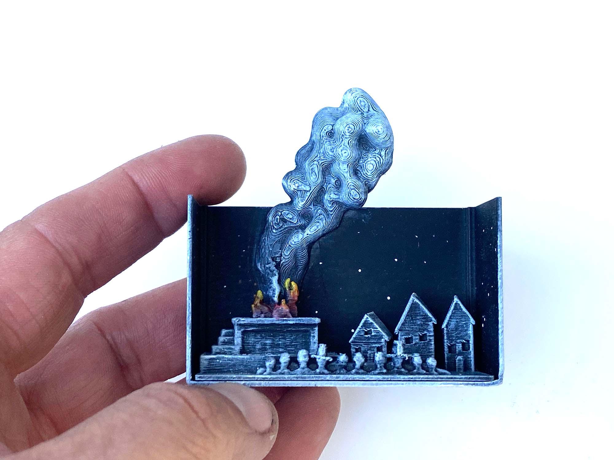 THE WITCH BURNING, tiny,hand-painted, 3D printed diorama!