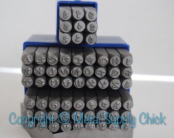 Metal Stamp Set-Metal Stamping Kit in"Dots" font 3mm(1/8th)COMBO Set Uppercase, Lowercase and Numbers by Metal Supply Chick-Lucy Anne
