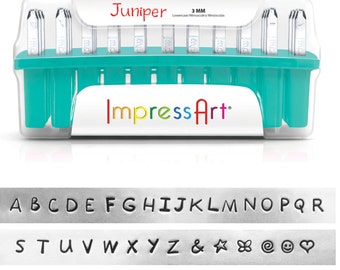 Metal Stamp Set in "Juniper" font Impressart 3mm Uppercase-Metal Stamp Set-Metal Alphabet Set Plus 7 Metal Supply ChickBONUS Stamps