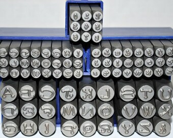 Dotz Metal Stamp Set Combo Set 6 mm Upper, 3 mm Upper and Lower and Numbers -Exclusive Font-for Metal Stamping-Lucy Style