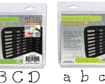 Metal Stamping Set-Metal Stamp Kit in "Dots" font Combo-Lowercase/Uppercase Alphabet Metal Stamp Set- 3mm in size-Jewelry Stamping Supplies