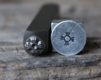 Indian Sun Southwest Symbol Metal Stamp-6mm Size-Steel Stamp-New Metal Design Stamps-by Metal Supply Chick-DCH75