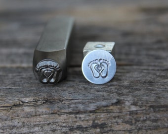 Baby Feet with Heart - Metal Stamp-8mm Size-Steel Stamp-New-by Metal Supply Chick