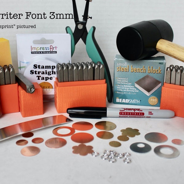 New Font- Metal Stamping Kit-Beginners Stamping Kit-Typewriter 3mm  Impressart Font Set-Includes-Letter Sets Upper and Lower/Numbers