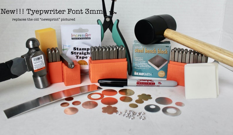 New Font Metal Stamping Kit-Beginners Stamping Kit-Typewriter 3mm Impressart Font Set-Includes-Letter Sets Upper and Lower/Numbers image 1