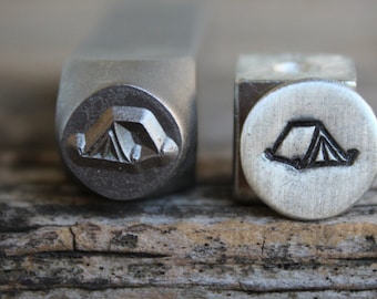 Tent-(Camping)Metal Stamp-8mm Size-Steel Stamp-New Metal Design Stamps-by Metal Supply Chick