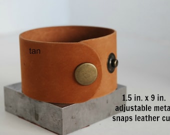 Leather Cuff 1.5  in. x 9 in.-w/adjustable metal snaps-QTY. 1-Perfect for Leather Work and Metal Stamping-Metal Supply Chick