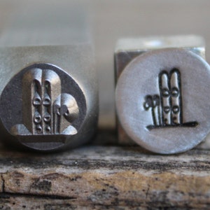 Skis and Poles-Skiing Metal Stamp-7mm Size-Steel Stamp-New Metal Design Stamps-by Metal Supply Chick