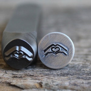 Hands with Heart Metal Stamp 8mm Size-Steel Stamp-Can be used on Stainless- Design Stamps- Metal Supply Chick-DJU83