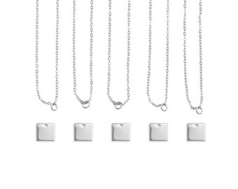 Jewelry Kit Necklace Blank Kit-Personal Impressions Square Silver Plated -DIY Jewelry Kit-Impressart-Metal Supply Chick