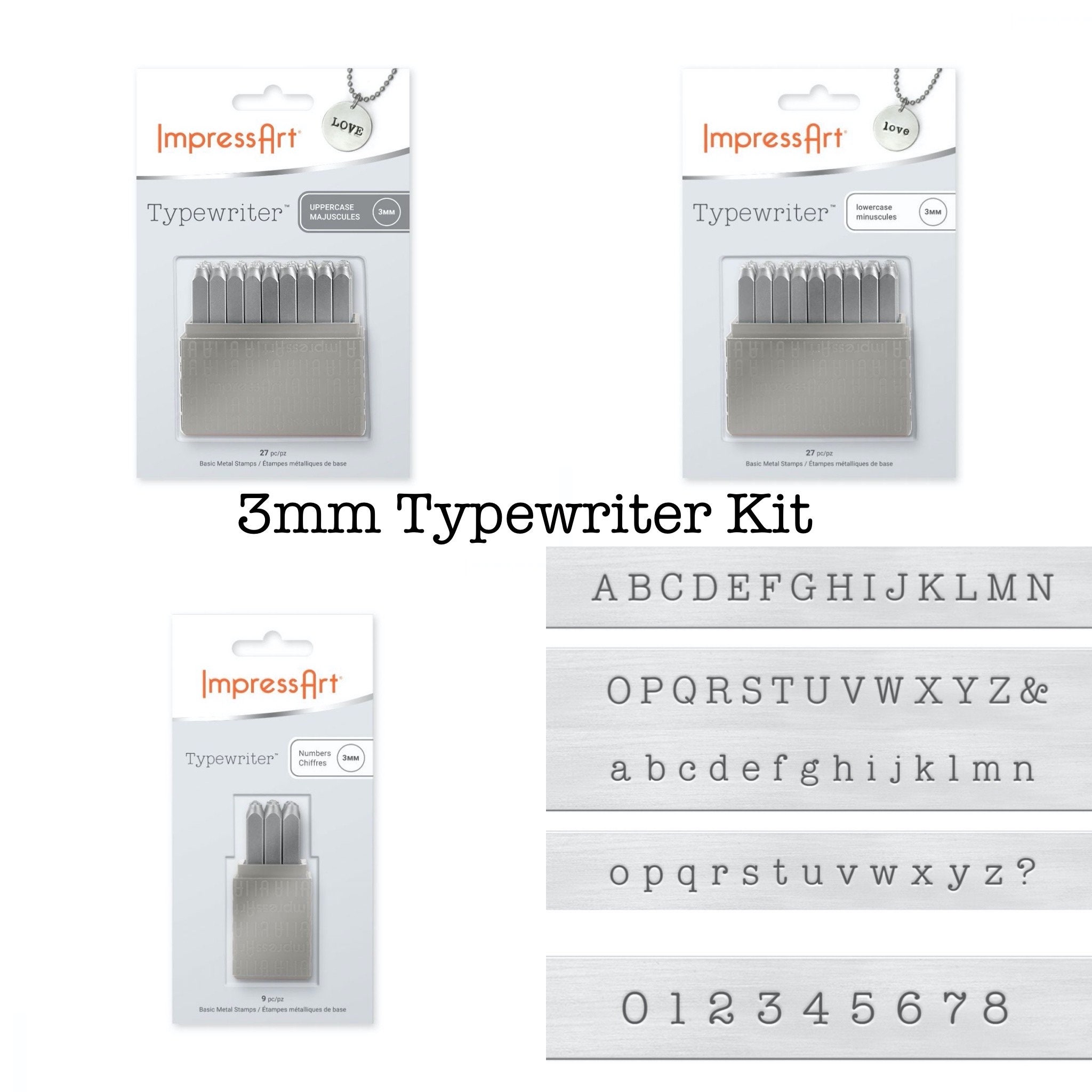 ImpressArt - Typewriter Font Metal Letter Stamps, 3mm Uppercase [Damaged  box]