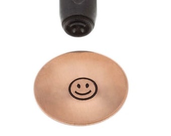 Happy Face Smiley Face  Metal Design Stamp Eurotool Elite Design Size- 5mm Metal Design Stamp-Metal Stamping Supplies