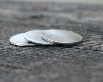 Pewter Stamping Blank-Circle Disc Round 1 inch diameter. Achieve an Organic Look in Your Stamping-You GET 3