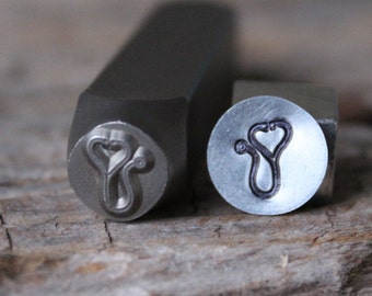 Stethoscope Metal Stamp-8mm Size-Steel Stamp-New Metal Design Stamps-by Metal Supply Chick-DCH80