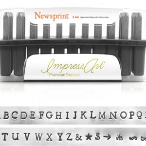 ImpressArt- Basic Newsprint Uppercase Letter Metal Stamp Set